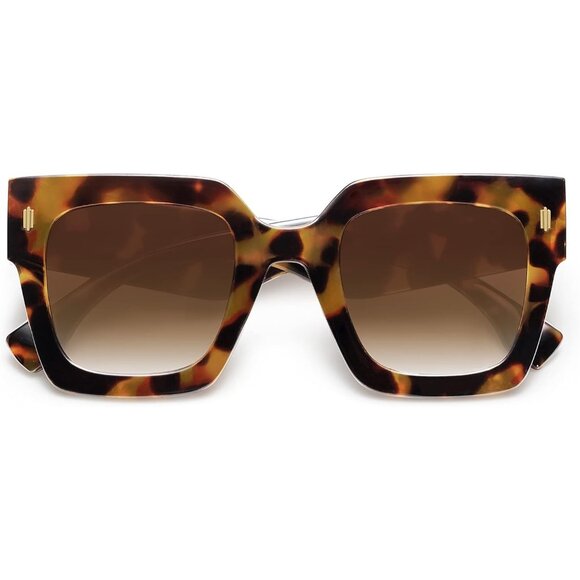 Women's Orange Luxury Large Vintage Oversized Square Eyes Protecting Sunglasses - Picture 7 of 7